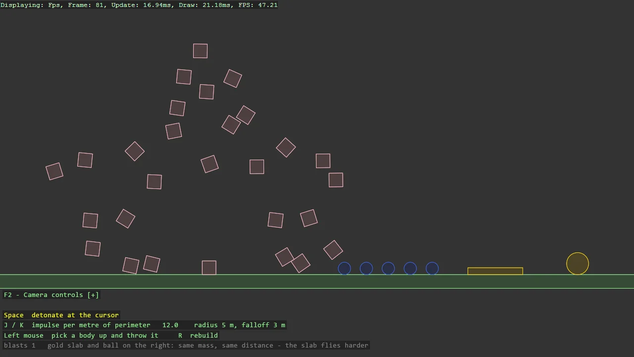 Screenshot of the Box2D Explosion example