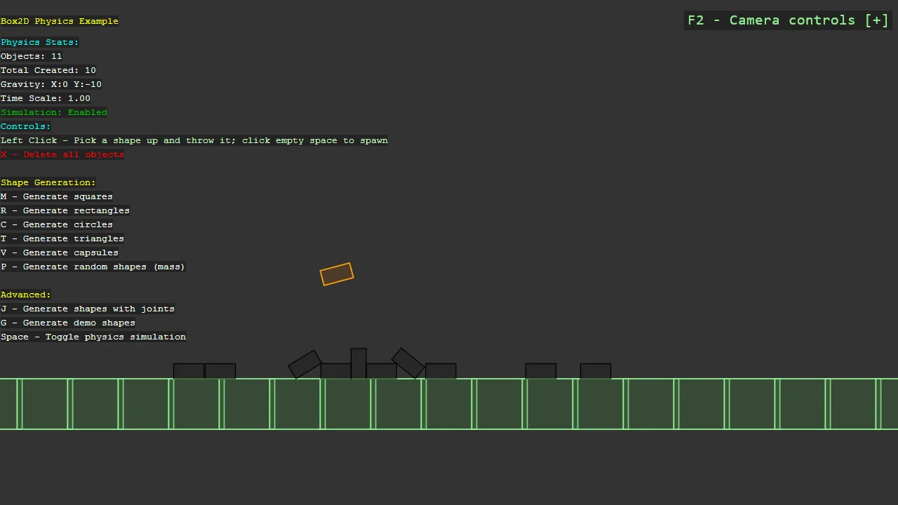Screenshot of the Box2D.NET Physics example