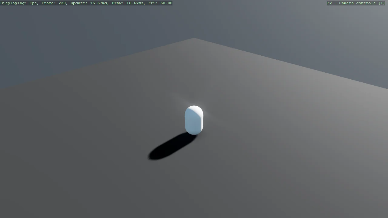 Screenshot of the Capsule with rigid body in F# example