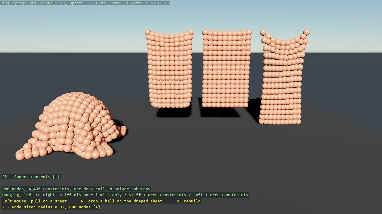 Screenshot of the Cloth example