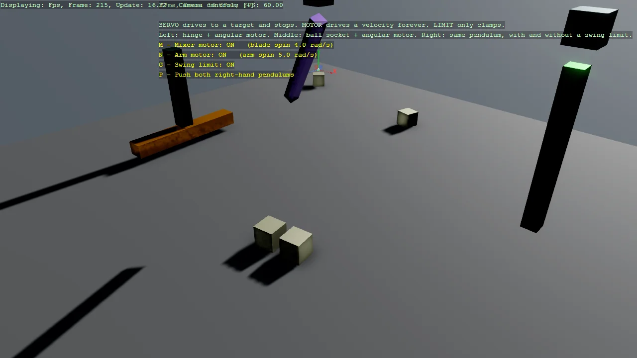Screenshot of the Constraints - Servo vs Motor vs Limit example