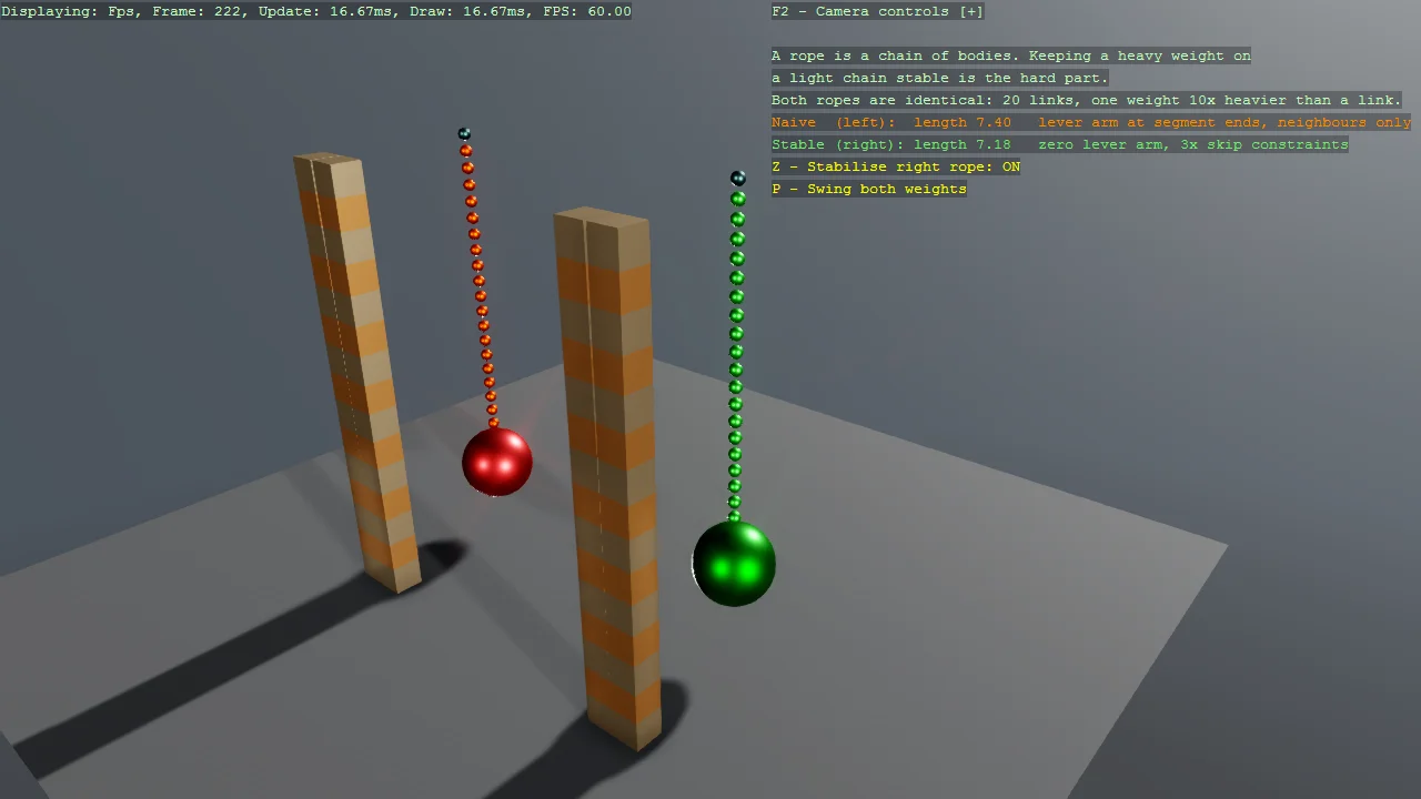 Screenshot of the Rope - building a stable chain of constraints example