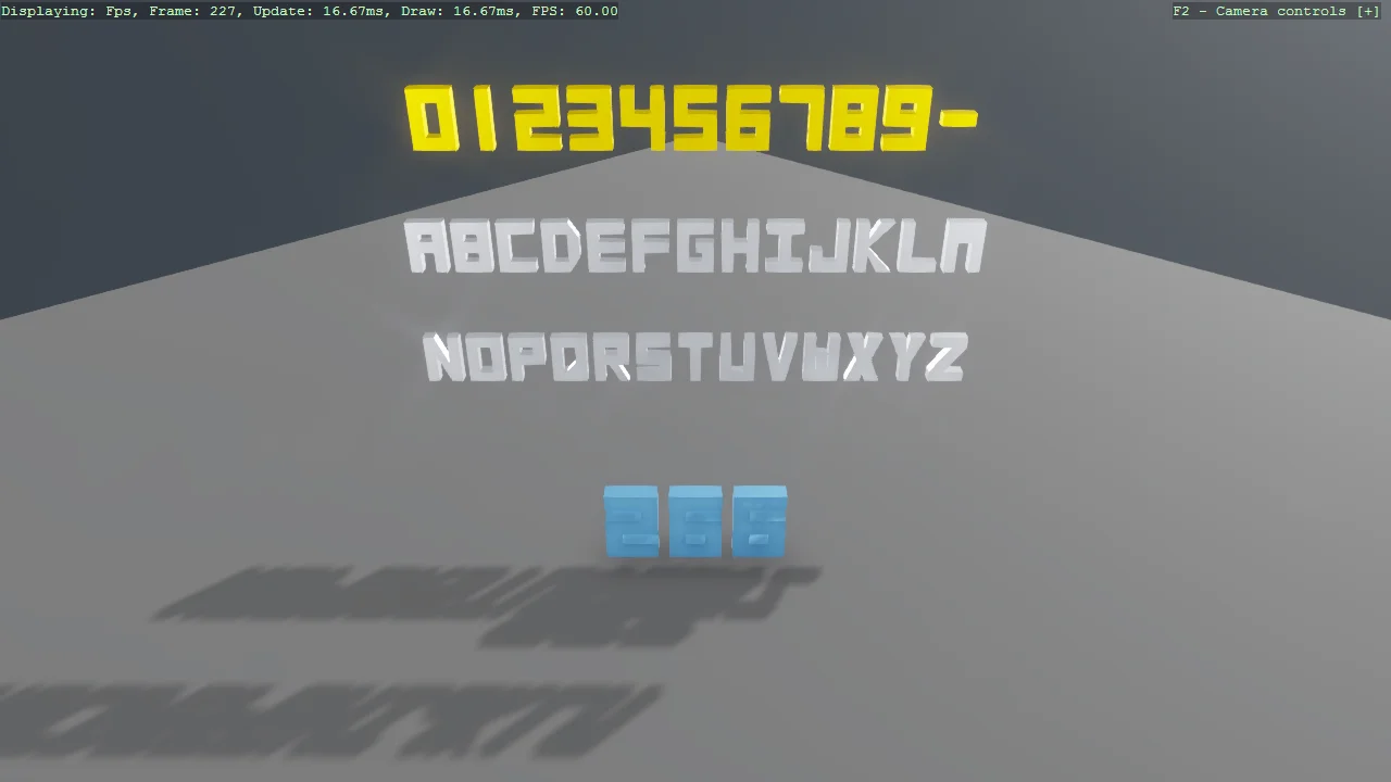 Screenshot of the 3D Letters (Mesh Text) example