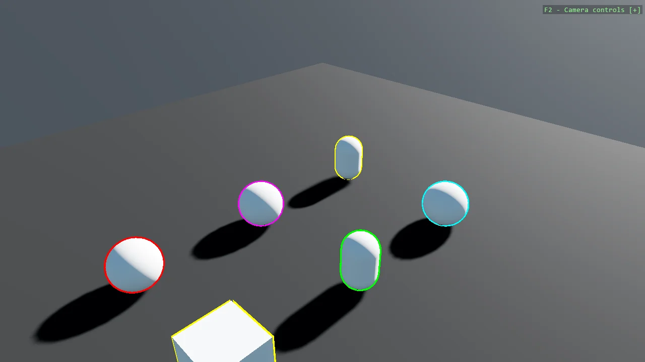 Screenshot of the Mesh Outline Render Feature example