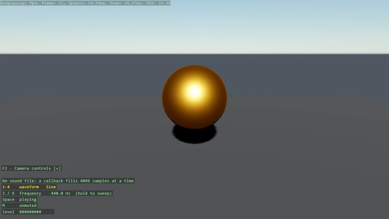 Screenshot of the Procedural Sound example