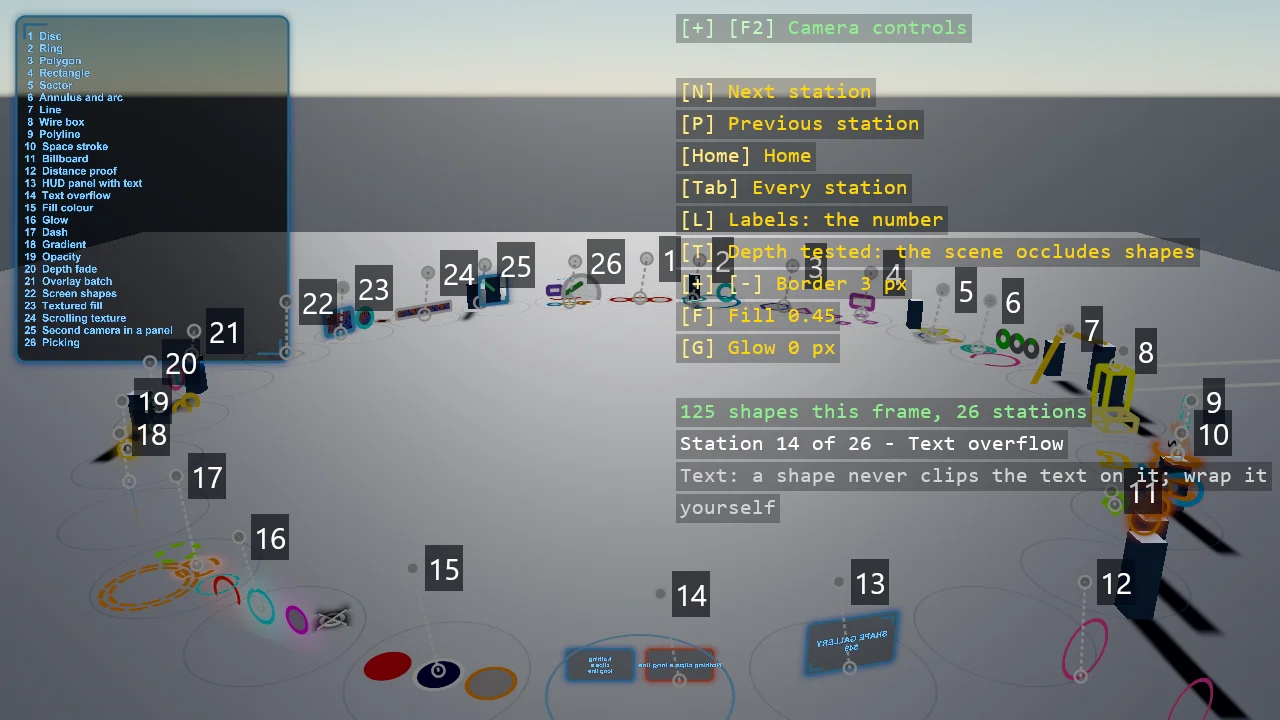 Screenshot of the ShapeBatch Gallery example