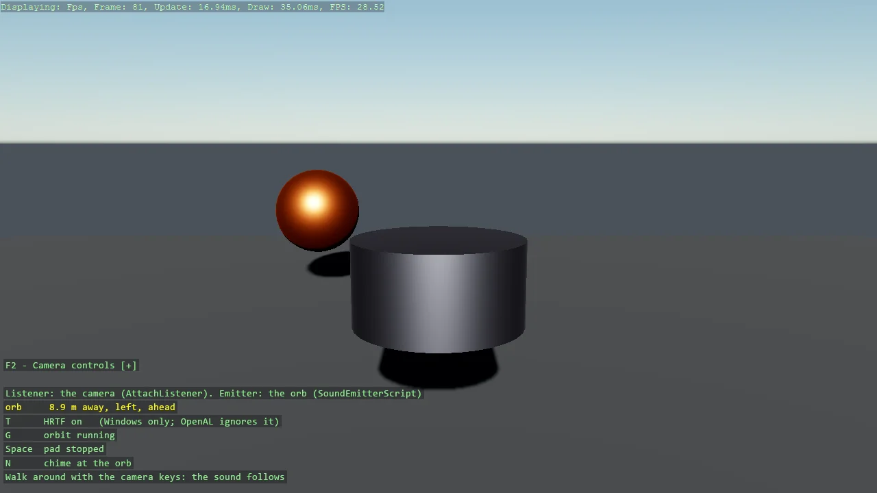 Screenshot of the Spatial Sound example
