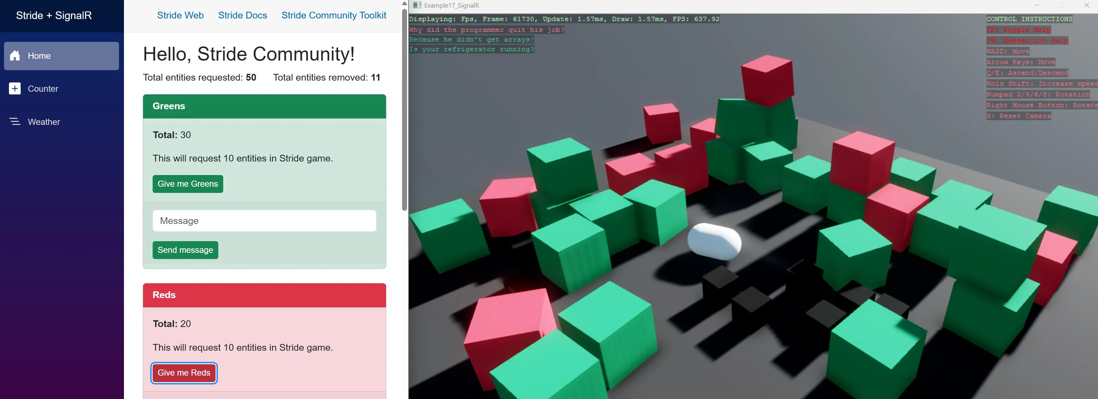 Stride + SignalR Example