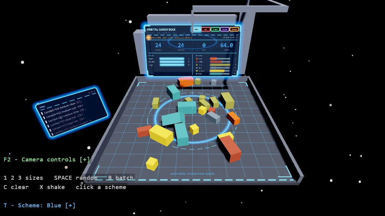 Screenshot of the Stride + SignalR - Orbital Cargo Deck example