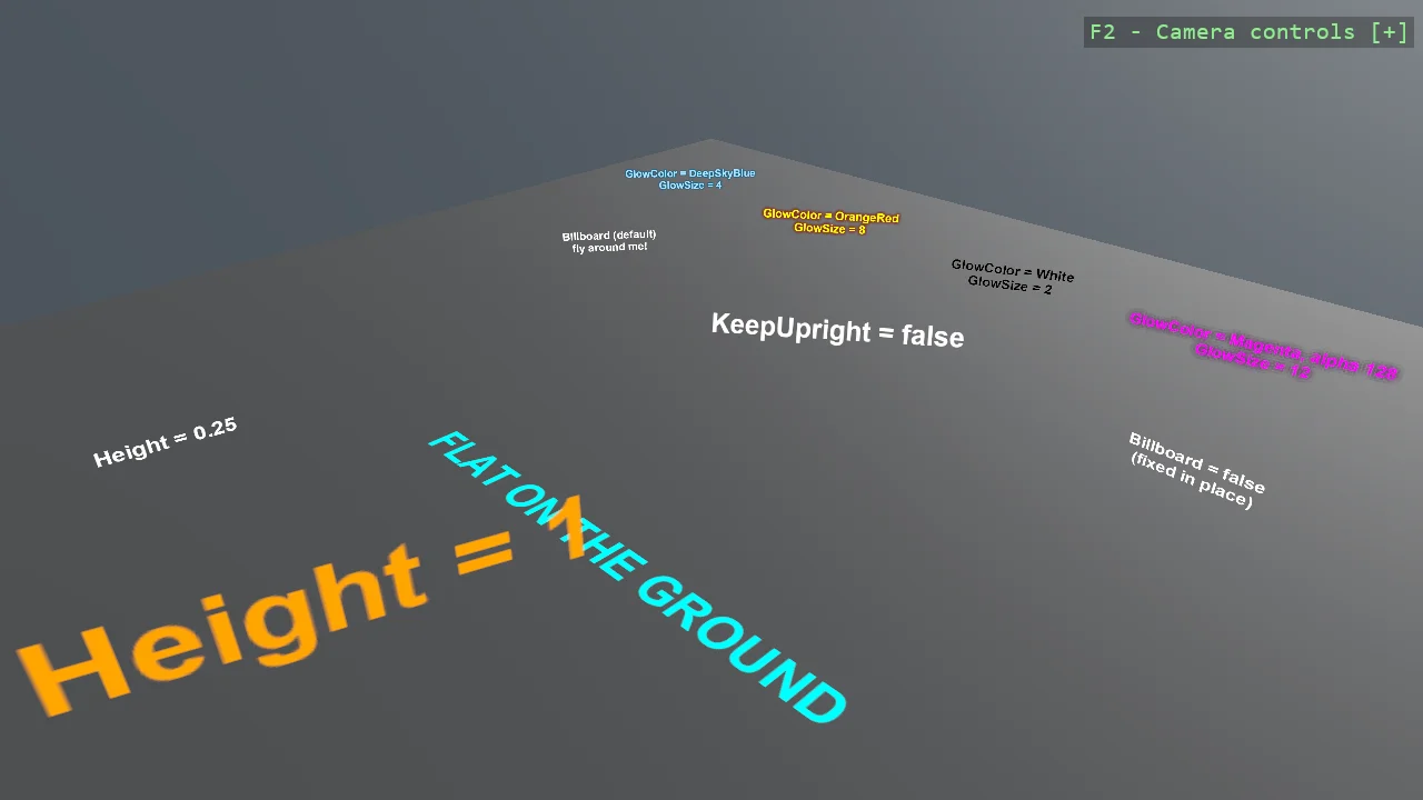 Screenshot of the World Text (In-Scene) example
